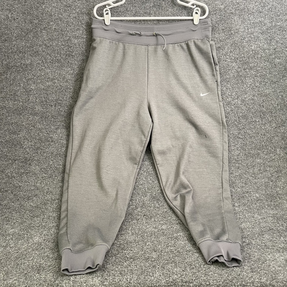 Nike Therma-FIT One High-Waisted 7/8 Joggers Womens Sz L Gray Fleece FB5431